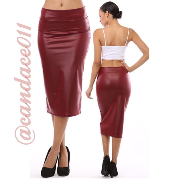 CC Boutique Dresses & Skirts - Red Stretch “Leather” Pencil Skirt